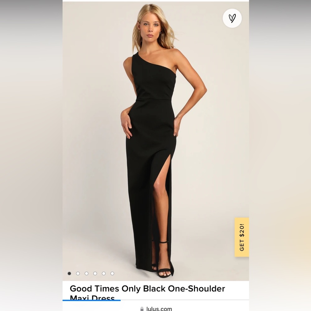 Lulus one shoulder formal maxi dress- black, size small